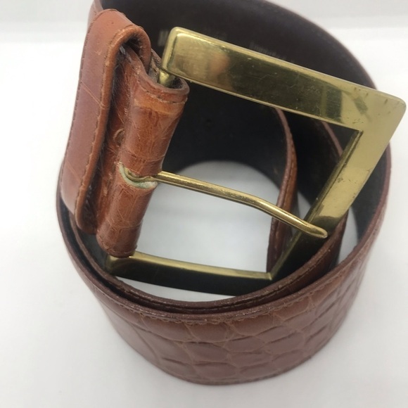 Unbranded Imported alligator grain Steerhide leather solid brass buckle Sz M (E) - Picture 2 of 5